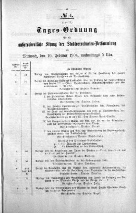 Tages-Ordnung, 10. Februar 1904
