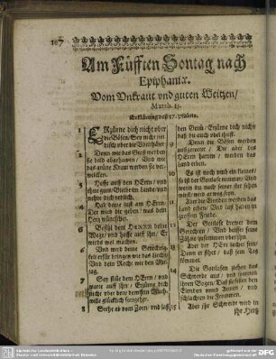 Am Füfften Sontag nach Epiphaniae. Vom Unkraut und guten Weitzen, Matth. 15.