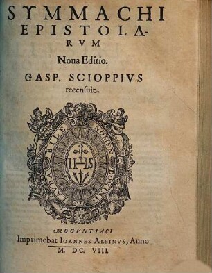Symmachi epistolarum nova editio