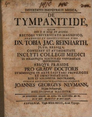 Disp. inaug. med. de tympanitide