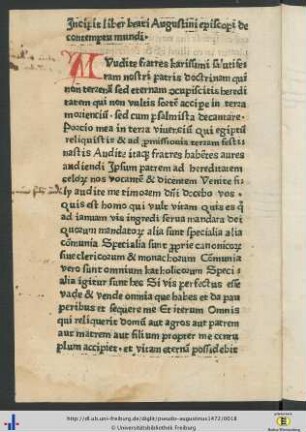 Liber beati Augustini episcopi de contemptu mundi.