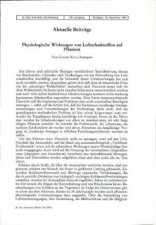 Physiologische Wirkungen von Luftschadstoffen auf Pflanzen