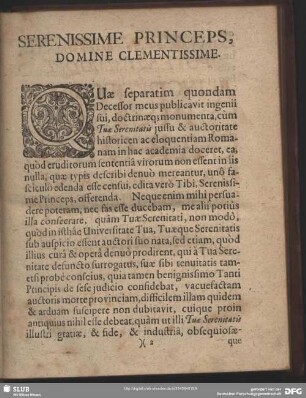 Serenissime Princeps, Domine Clementissime