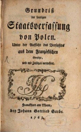 Grundriß der heutigen Staatsverfassung von Polen