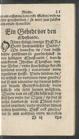Ein Gebedt vor den Ehestandt.