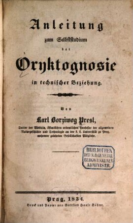 Anleitung zum Selbststudium der Oryktognosie in technischer Beziehung