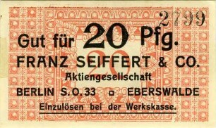 Franz Seiffert & Co. Berlin-Eberswalde: 20 Pfennig