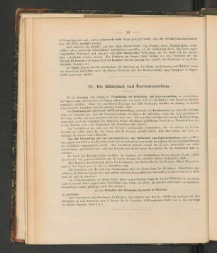 VI. Die Bibliothek und Kartensammlung.