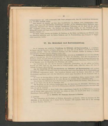 VI. Die Bibliothek und Kartensammlung.