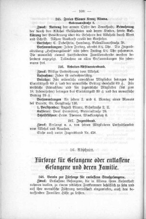 16. Abschnitt. Fürsorge für Gefangene oder entlassene Gefangene und deren Familie.