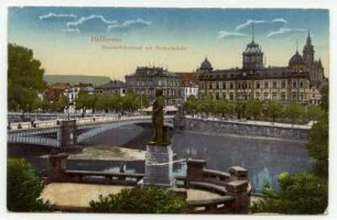 "Bismarckdenkmal mit Neckarbrücke" - [Bismarck-Denkmal], Hauptpost (Postamt 1, Kaiserstraße 2)