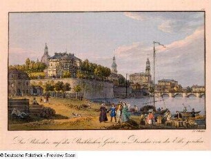 Das Belvedere auf den Brühlschen Gärten zu Dresden von der Elbe gesehen