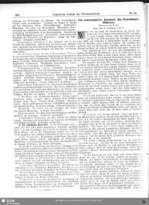 Die astronomische Kunstuhr des Straßburger Münsters (Fortsetzung aus Nr. 17)