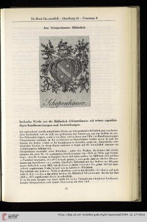 Aus Schopenhauers Bibliothek (Nr. 14-29)