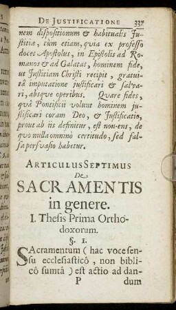Articulus Septimus De Sacramentis in genere.