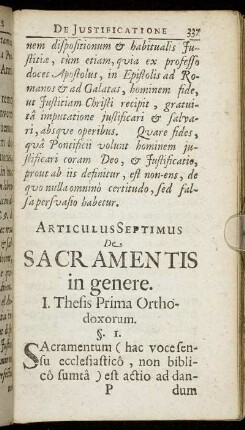 Articulus Septimus De Sacramentis in genere.