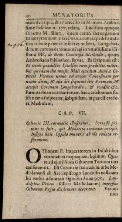 Cap. VII. Othonis III. coronatio illustratur ...