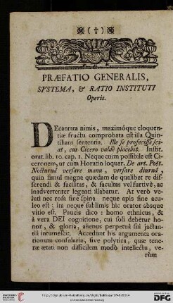 Praefatio Generalis, Systema & Ratio Instituti Operis