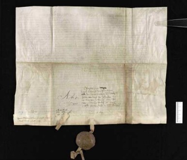 Landhofmeister Hans Dietrich von Plieningen und das Kloster Steinheim vergleichen sich wegen des Zehnten aus 14 Morgen Acker zu Kleinbottwar.