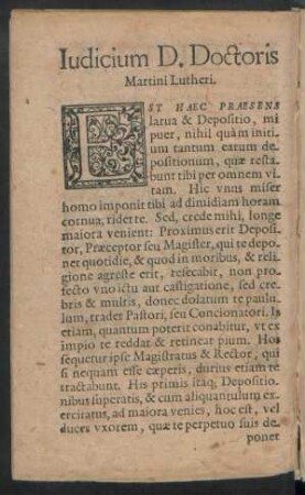 Iudicium D. Doctoris Martini Lutheri.