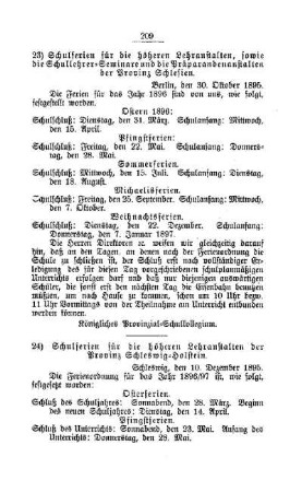 Schulferien für die höheren Lehranstalten der Provinz Schleswig-Holstein : [D. Höhere Lehranstalten]