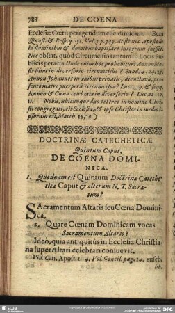 Doctrinae Catecheticae Quintum Caput, De Coena Dominica