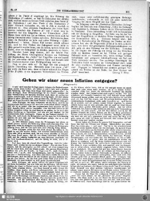 Gehen wir einer neuen Inflation entgegen?