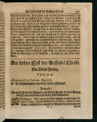 261-269, Am hohen Fest der Auffahrt Christi. DIe Dritte Predig