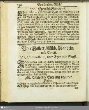 Von Gallert, Milch, Mandel, und Eyern