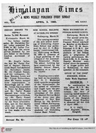 No. XXXII (03 April 1960)