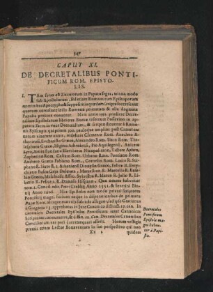 Caput XI. De Decretalibus Pontificum Rom. Epistolis.