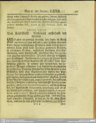 Artic. LXXII. Von den Kundschafft-Verhörern ausserhalb des Gerichts