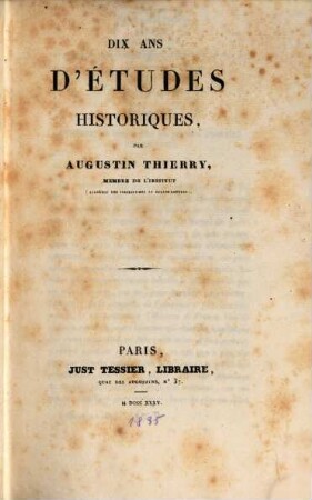 Dix Ans d'Études historiques
