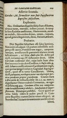 Assertio secunda. [...] circa Baptismi subjectum.