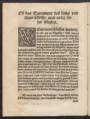 Ob das Sacrament des Leibs und bluts Christi/ auch nötig sey zur seligkeit.