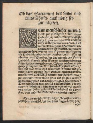 Ob das Sacrament des Leibs und bluts Christi/ auch nötig sey zur seligkeit.