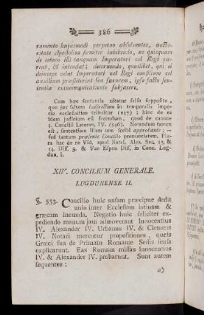 386-396, XIV. - XV. Concilium (§ 553 - 561)