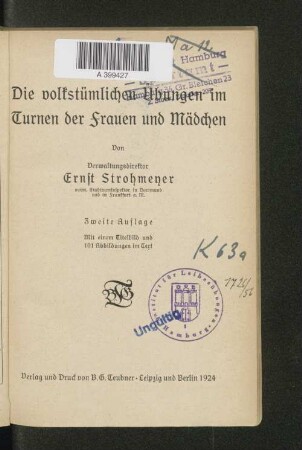 Die volkstümlichen Übungen im Turnen der Frauen und Mädchen