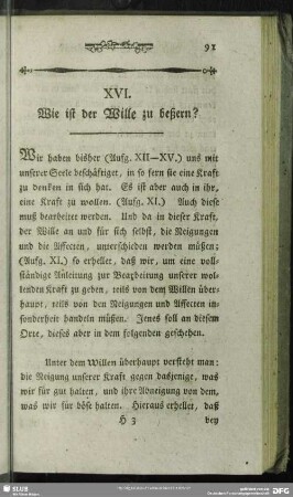 XVI. Wie ist der Wille zu beßern?