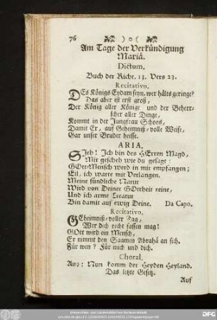 Am Tage der Verkündigung Mariä. Dictum. Buch der Richt. 13. Vers 23.