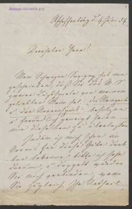 Brief an Wilhelm Grimm : 04.06.1854-28.06.1854