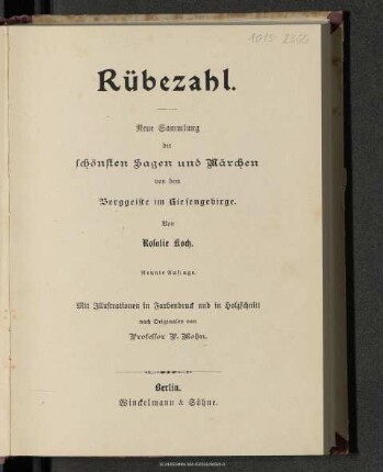 Rübezahl : neue Sammlung der schönsten Sagen und Märchen von dem Berggeiste im Siebengebirge