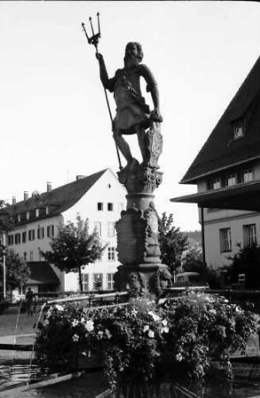 Freudenstadt: Neptunbrunnen mit Rathausturm