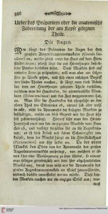 Ueber das Präparieren oder die anatomische Zubereitung der am Kopfe gelegenen Theile