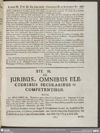 Tit. XI. De Juribus, Omnibus Electoribus Secularibus Competentibus