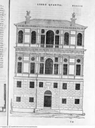 Regole generali di architettura di Sabastiano Serlio bolognese sopra le cinque maniere degli edifici, ... (4. Buch), Folio XXXIIII: Dorische Ordnung, Fassade, Ansicht