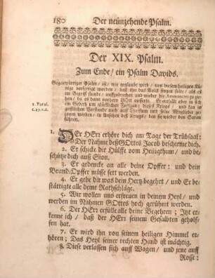 Der XIX. Psalm. Zum Ende, ein Psalm Davids.