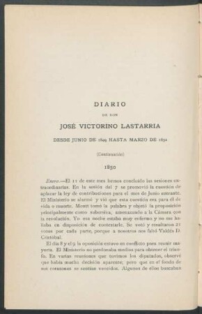 Diario desde Junio de 1849 hasta Marzo de 1852 - (Continuación)