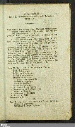 Verzeichniß der resp. Subscribentensammler und Beförderer dieses Werks