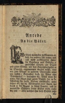Anrede: An die Vaeter